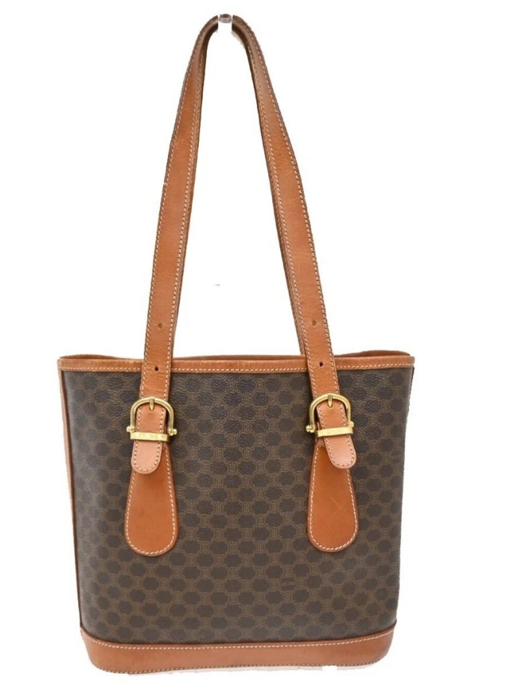 CELINE Logo Macadam Pattern Shoulder Tote Bag PVC Leather Brown Italy 61KB607 - Picture 3 of 15
